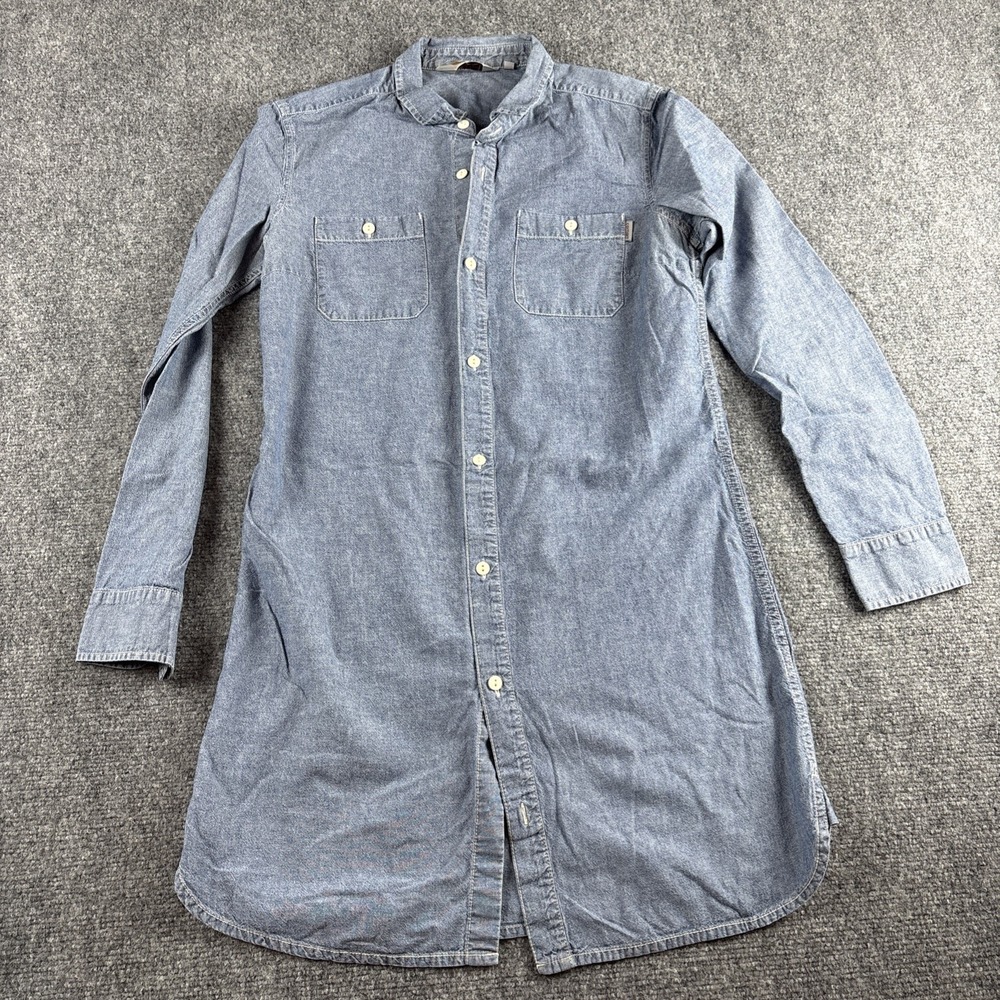 Carhartt Rugged Outdoor Wear Chambray Button Down Shirt Dress Blue Size L
